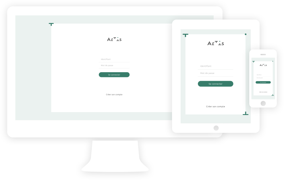 vue de l’application Artis sur ordinateur, tablette et téléphone
