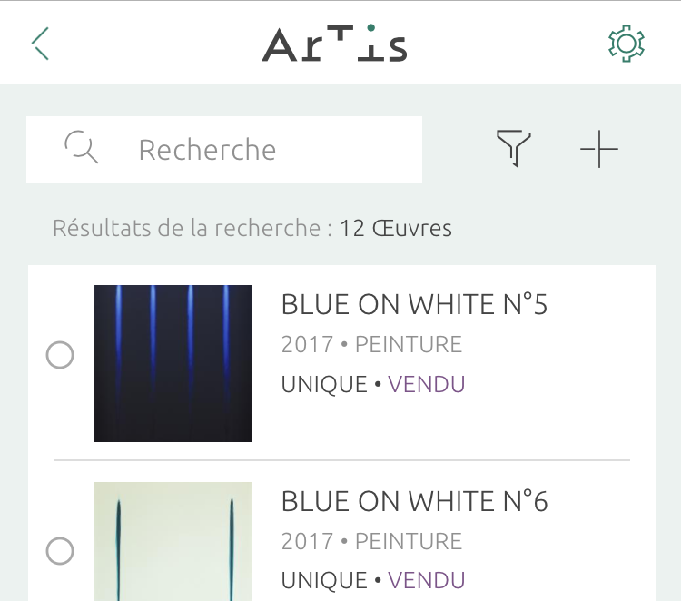 liste des œuvres de l’inventaire Artis – détail d’une fiche œuvre Artis - version mobile